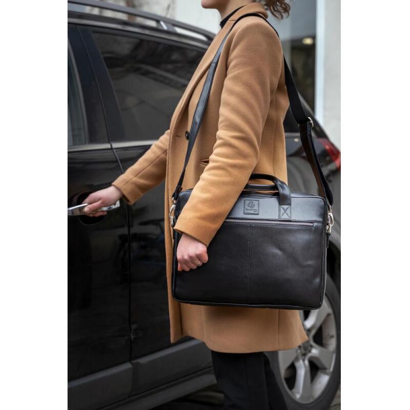 Exacompta Sacoche en cuir noir Exactive pour ordinateur portable  15,6''