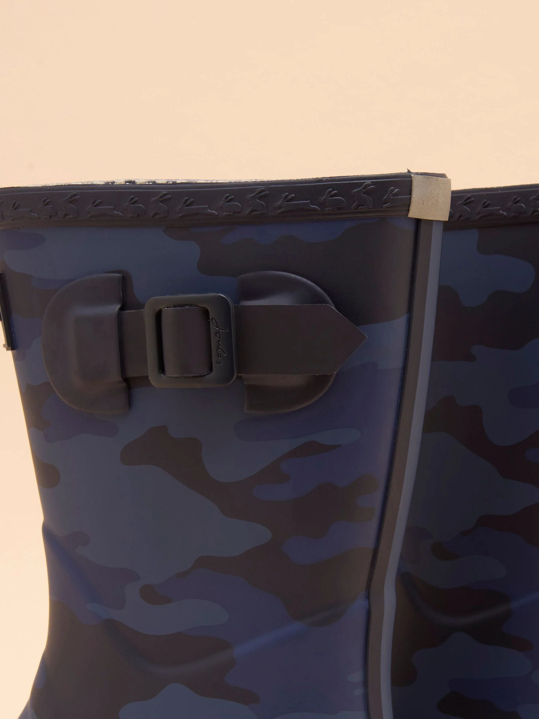 Marineblauw met camouflage - Joules kinderregenlaarzen met print