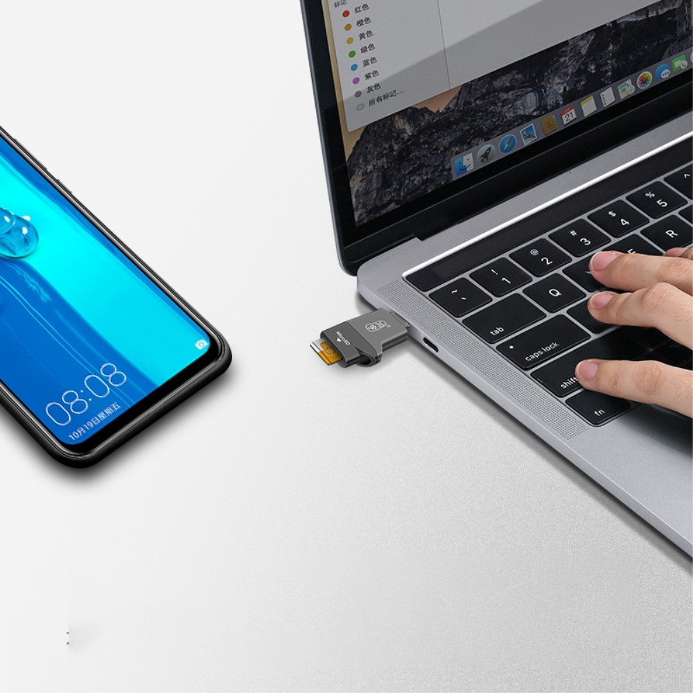 USB C / USB 3.1 Kartenlesegerät Card Reader für Micro SD / SDXC / SDHC Speicherkarten - Silber / Schwarz