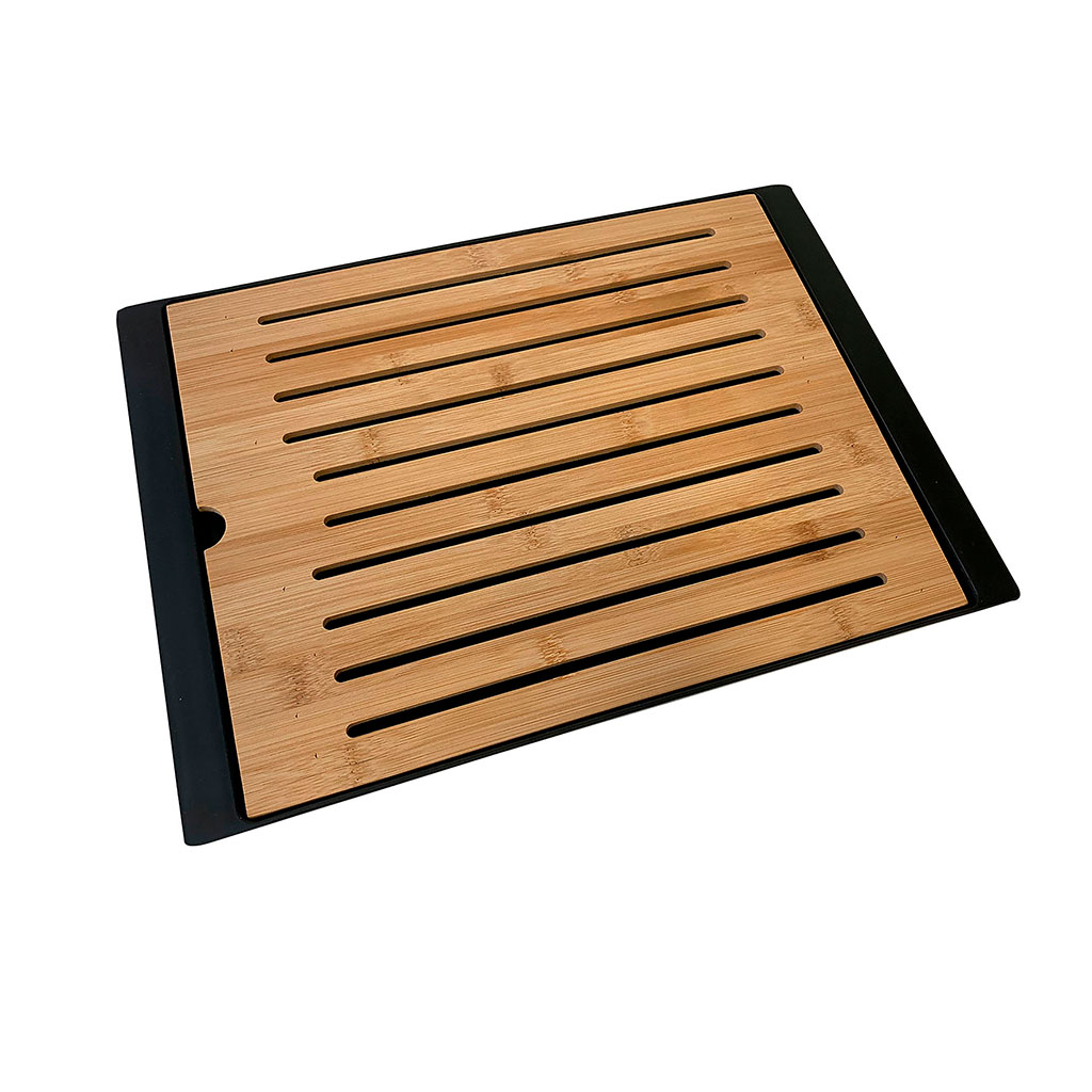 Planche à découper métal noir et bambou 38x27.2cm