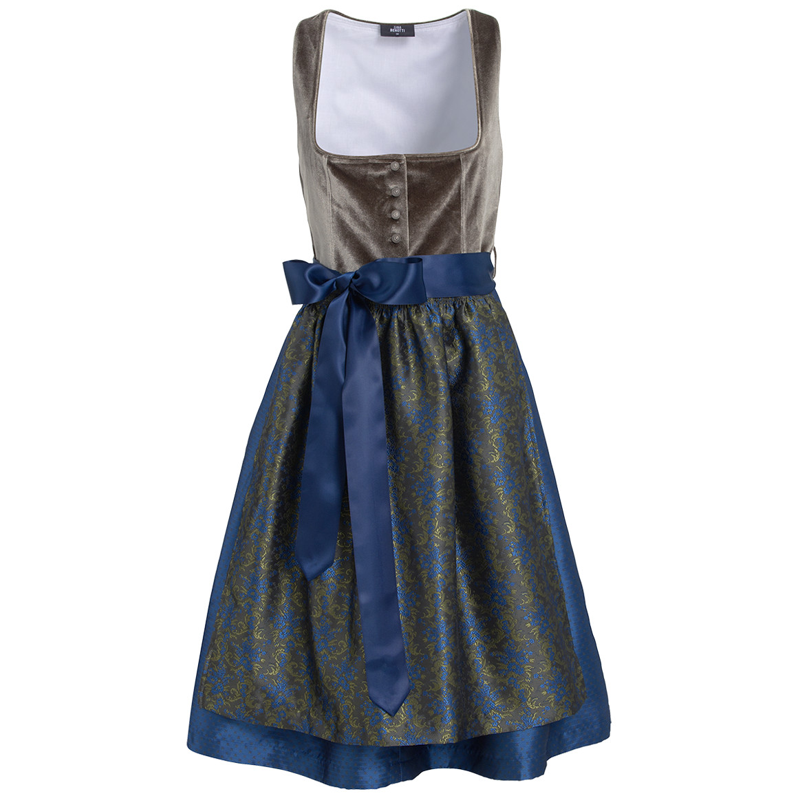 Gina Benotti Damen Dirndl mit Velvet oliv / dunkelblau