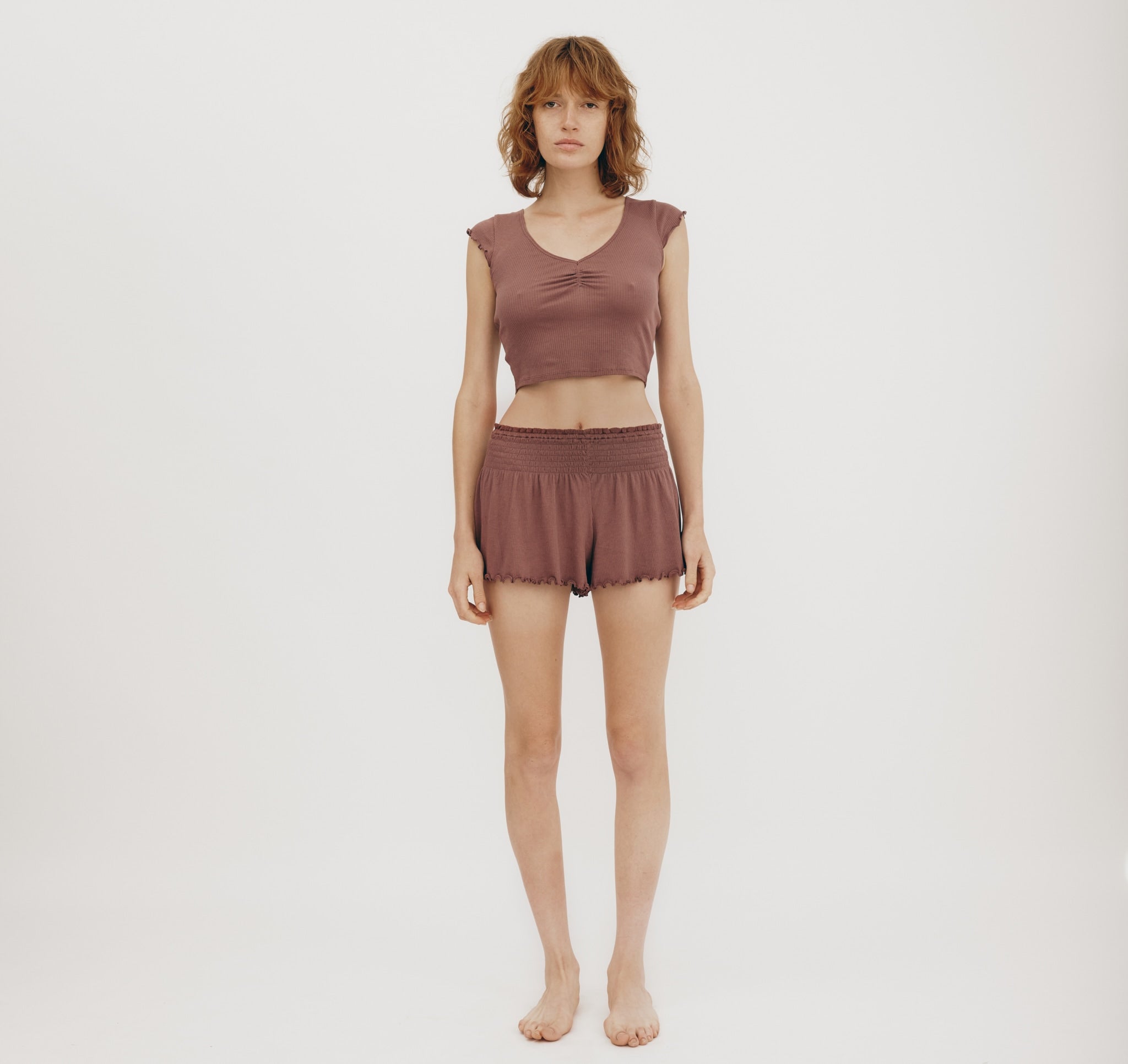 ORGANIC COTTON<br>Core Bold Rib Ruched Tee