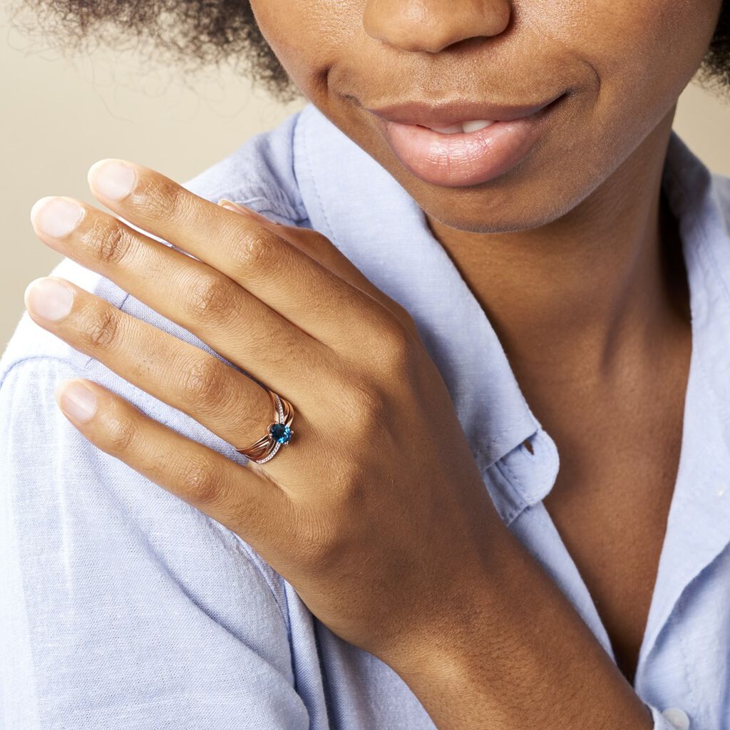 Bague Sare Or Rose Topaze Et Oxyde De Zirconium
