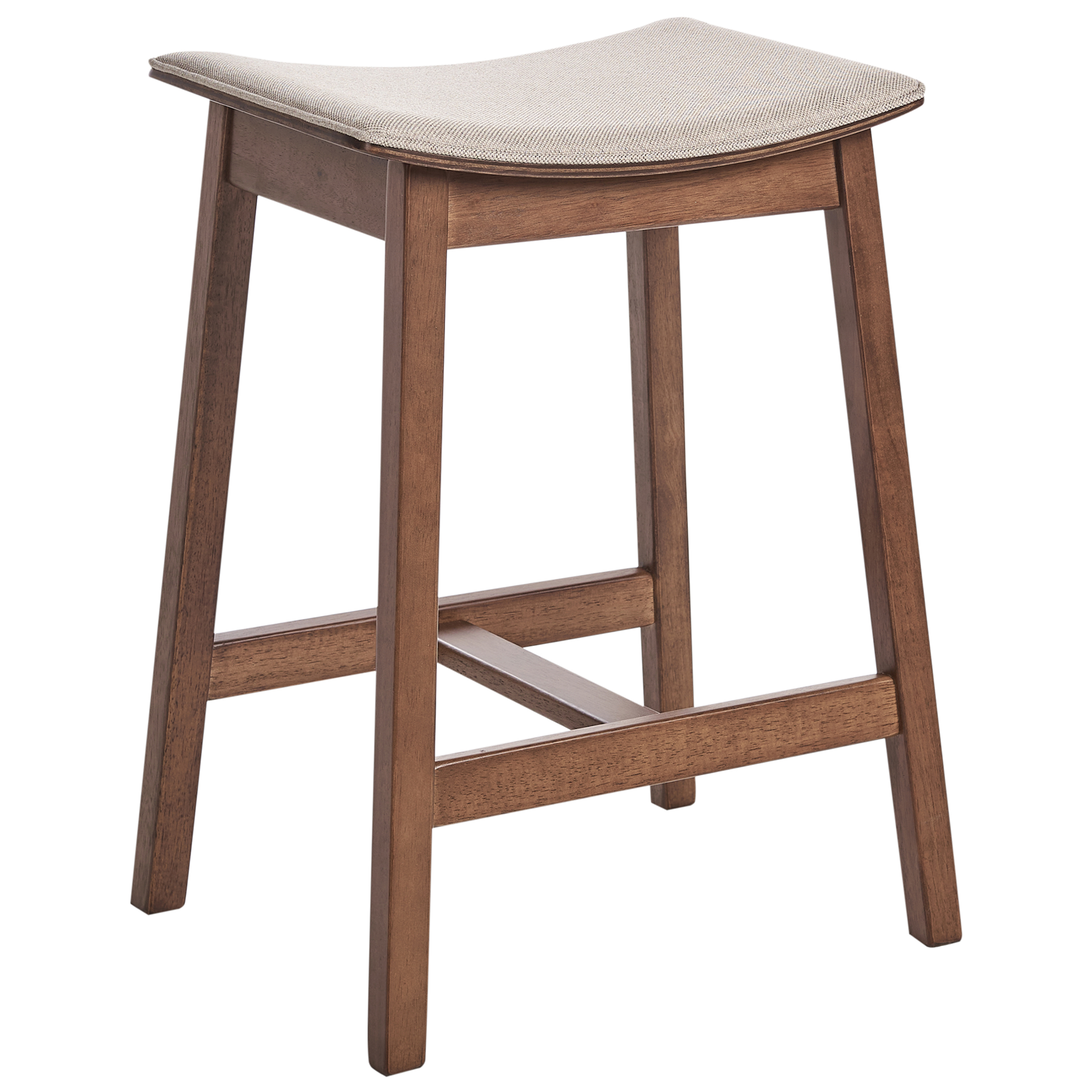Beliani - DIXON - Barkruk set van 2 - Donkerhout|Beige - Rubberhout