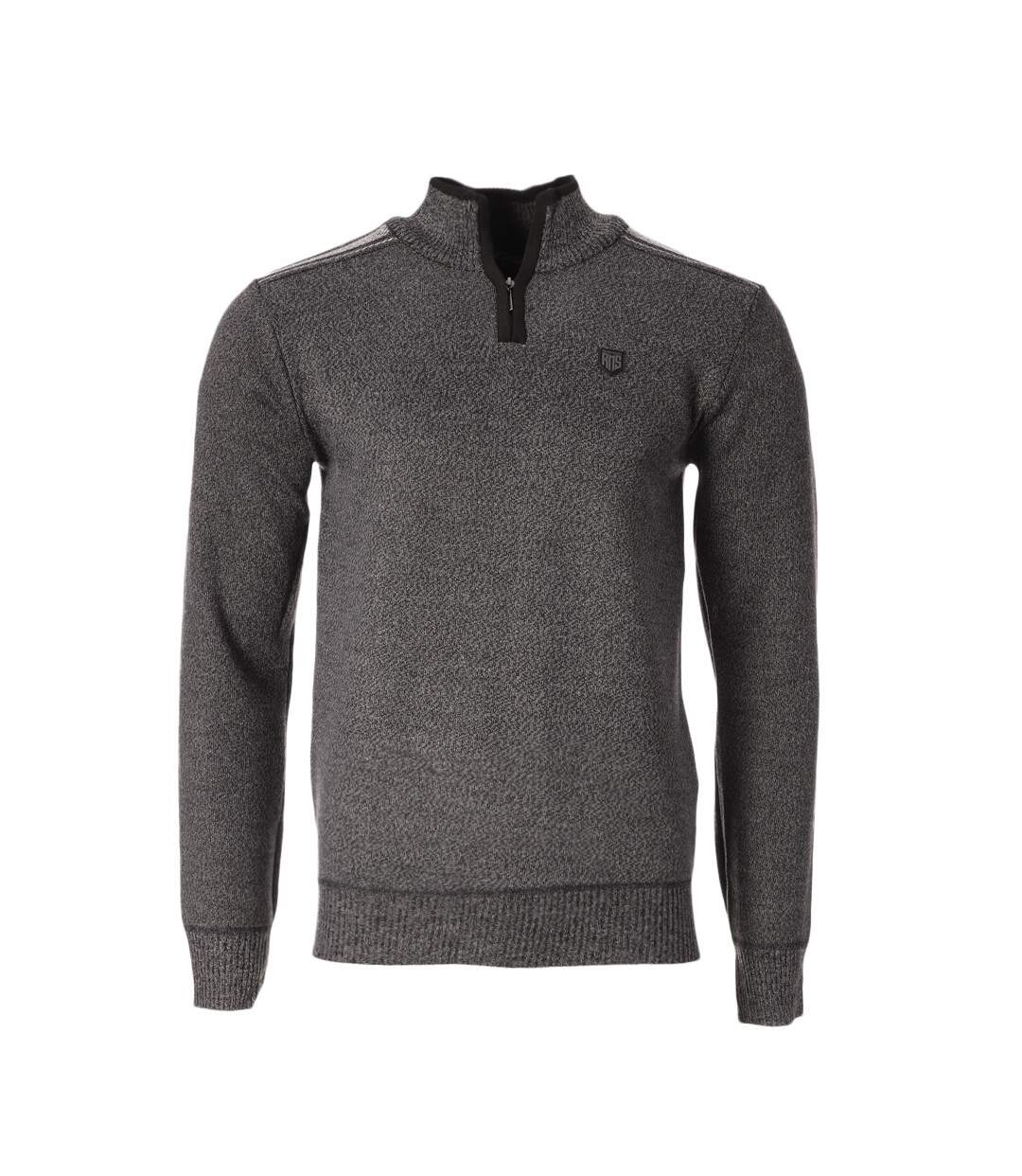 Pull 1/4 de Zip Gris Homme RMS26 Zip Jacquard