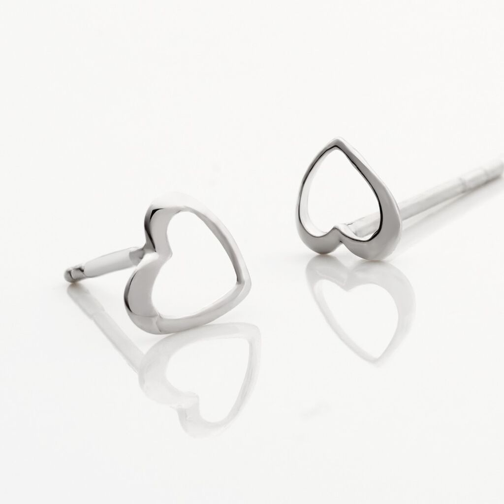 Boucles D'oreilles Puces Anne-maudae Coeurs Or Blanc