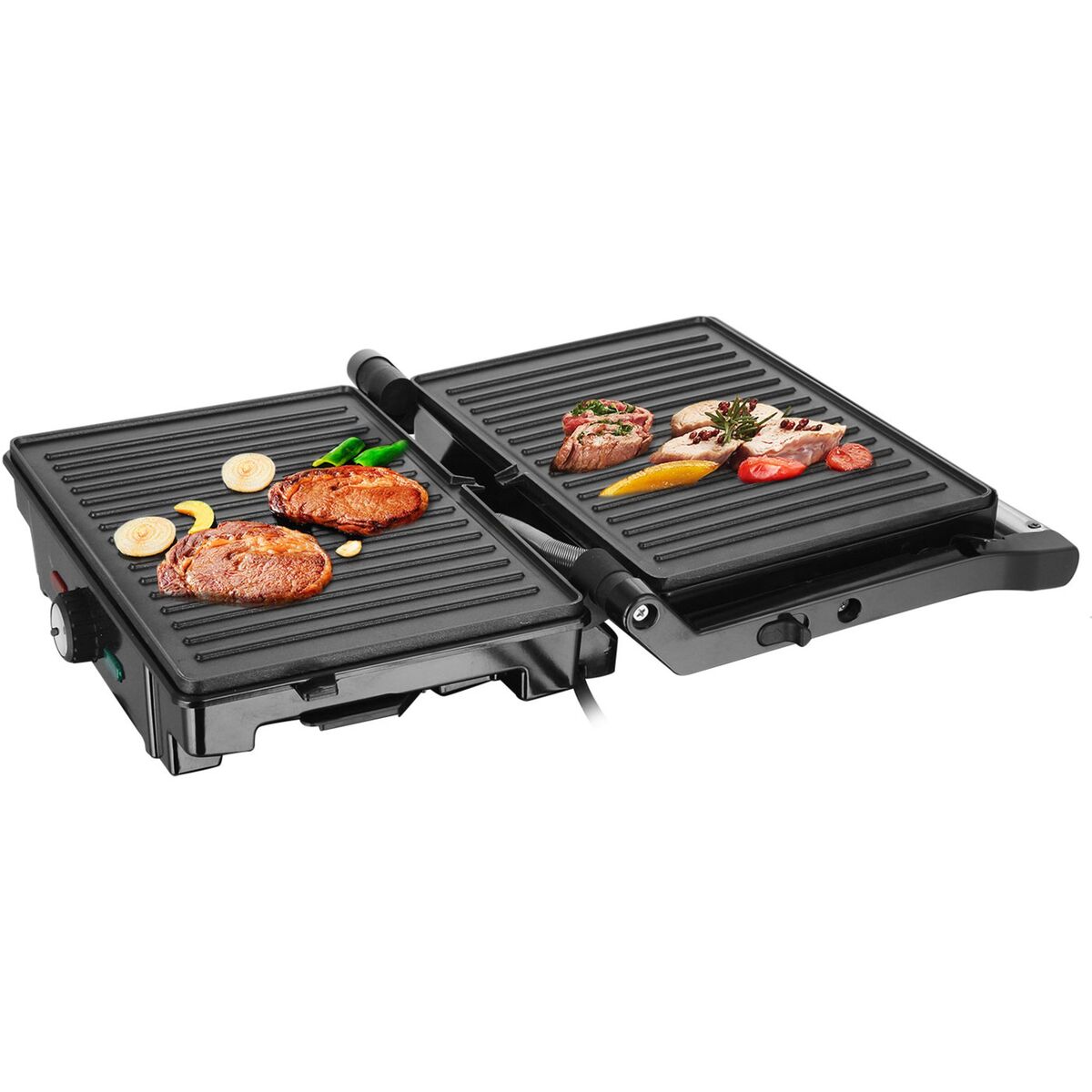 Falster bord-/paninigrill, svart/rustfritt stål