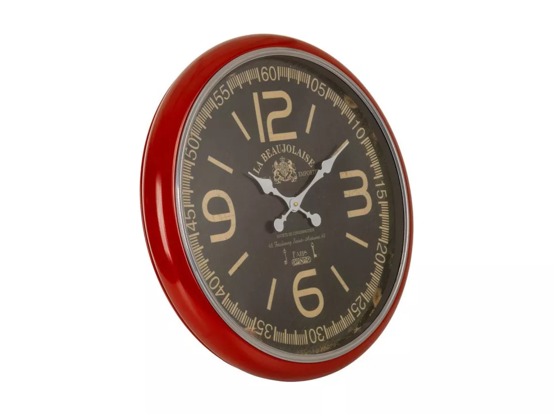 Horloge murale en métal rouge d62x5h