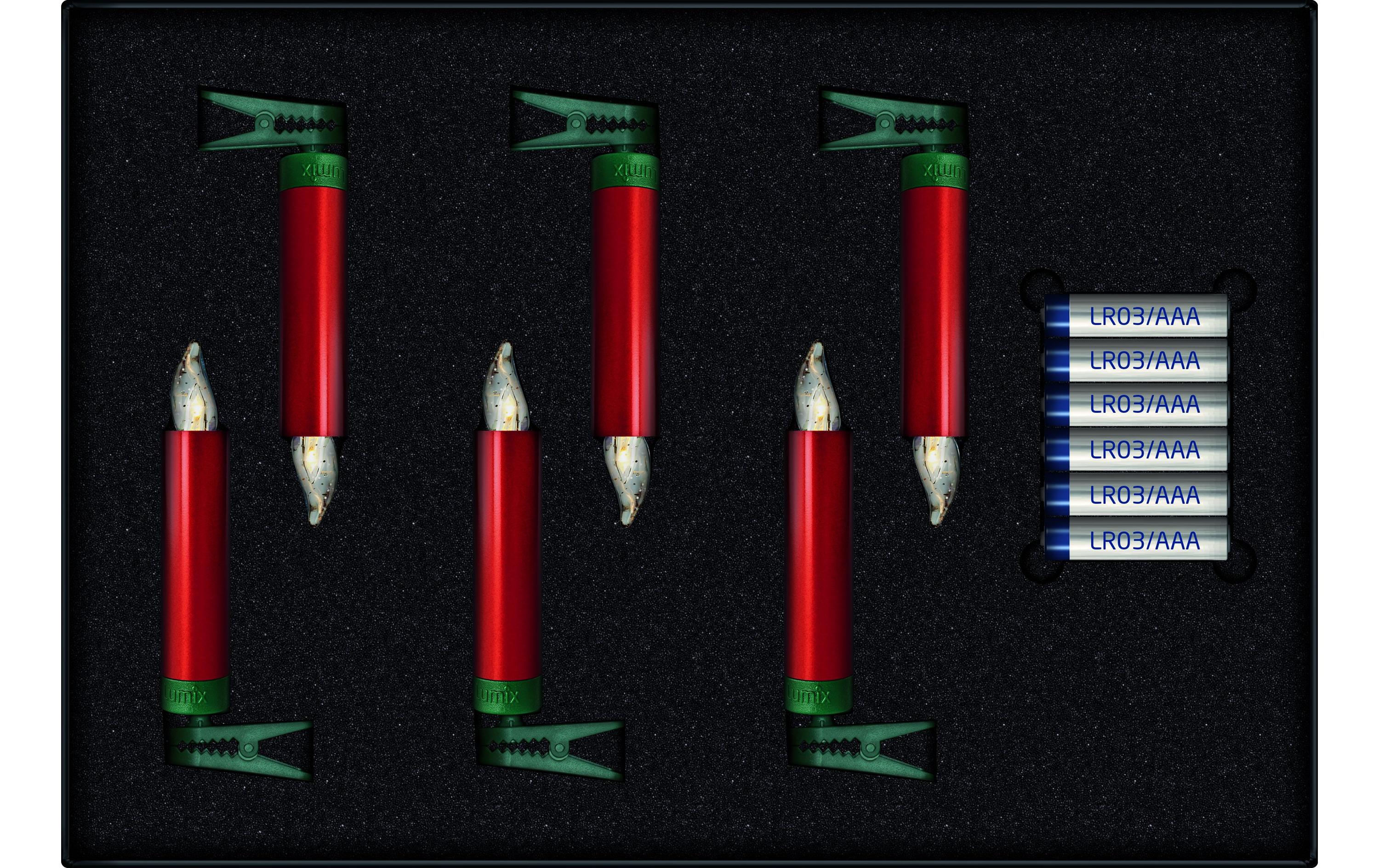 LED Baumkerze SuperLight Mini, Rot, 6er-SetErweiterungsset LED Christbaumkerzen