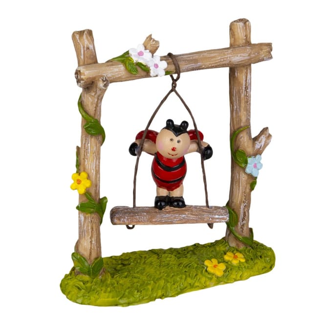 Standdeko - Insekt auf Schaukel sitzend - ca. 11,5 x 4,5 x 13,5 cm - 1 Stück