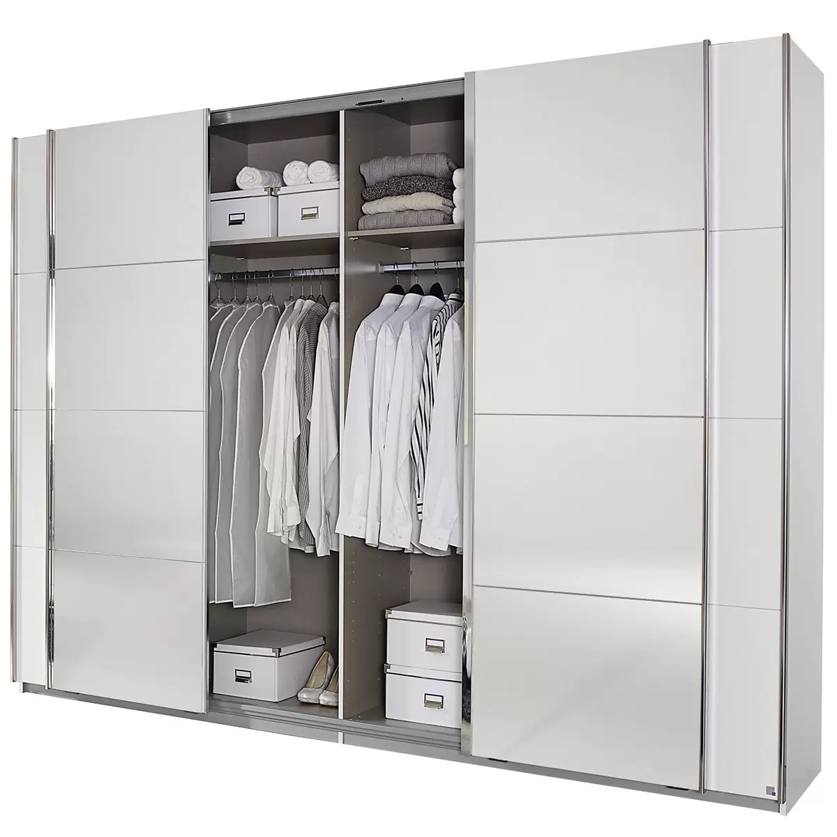 Schwebetürenschrank 4trg. Syncrono-A weiss