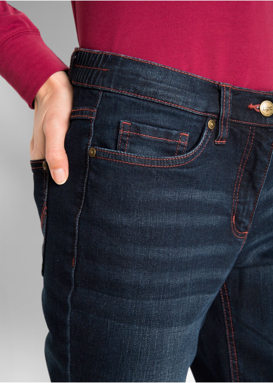 Jean extensible à taille confortable, Straight