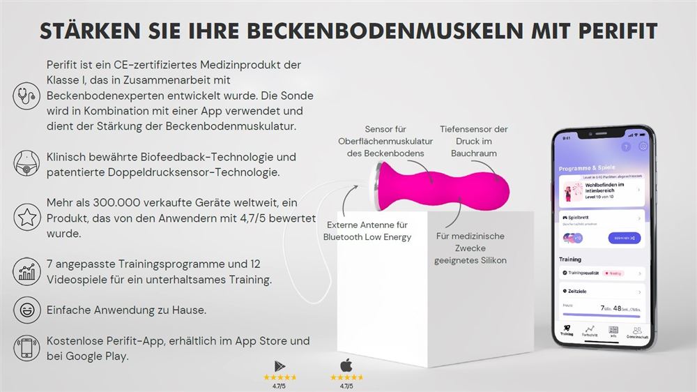 PERIFIT Beckenbodentrainer<br>1 Stück, mit App pink
