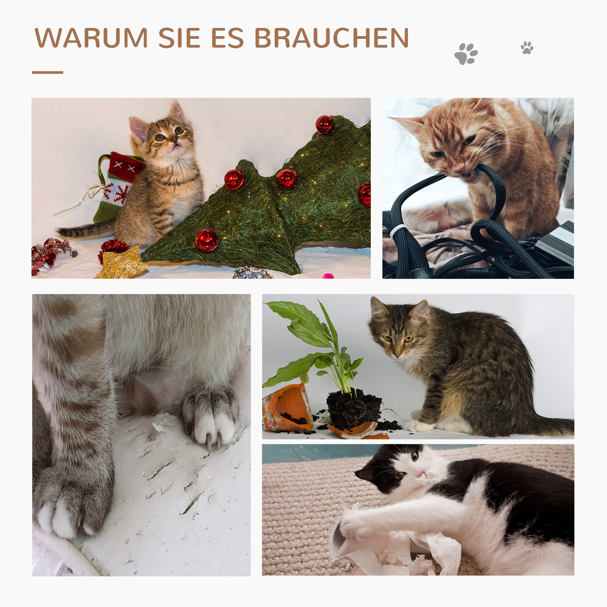 PawHut Kratzbaum mit Katzenhöhle bunt 55L x 47B x 95H cm