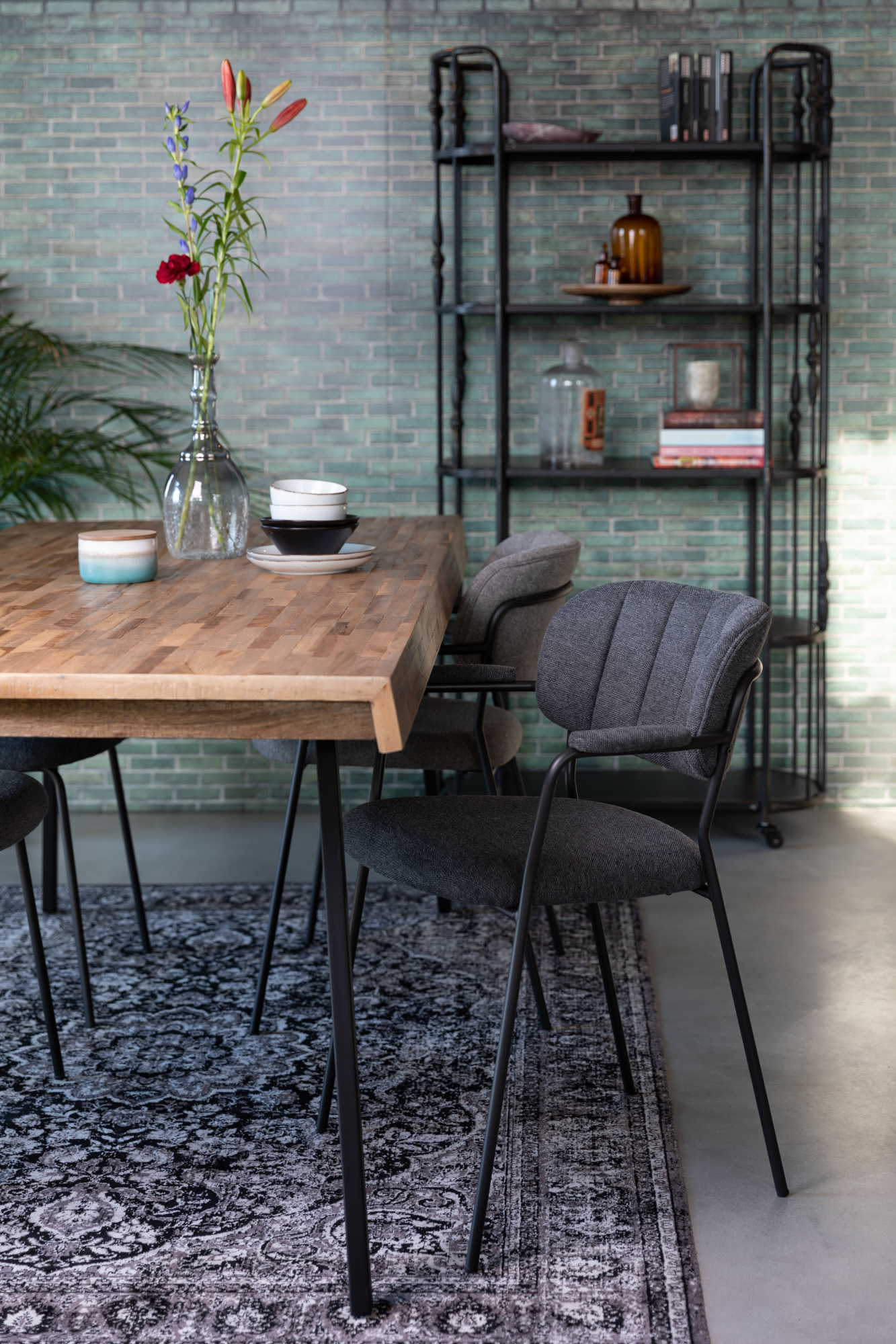 Housecraft living armstoel Jolien (set van 2) zwart/grijs