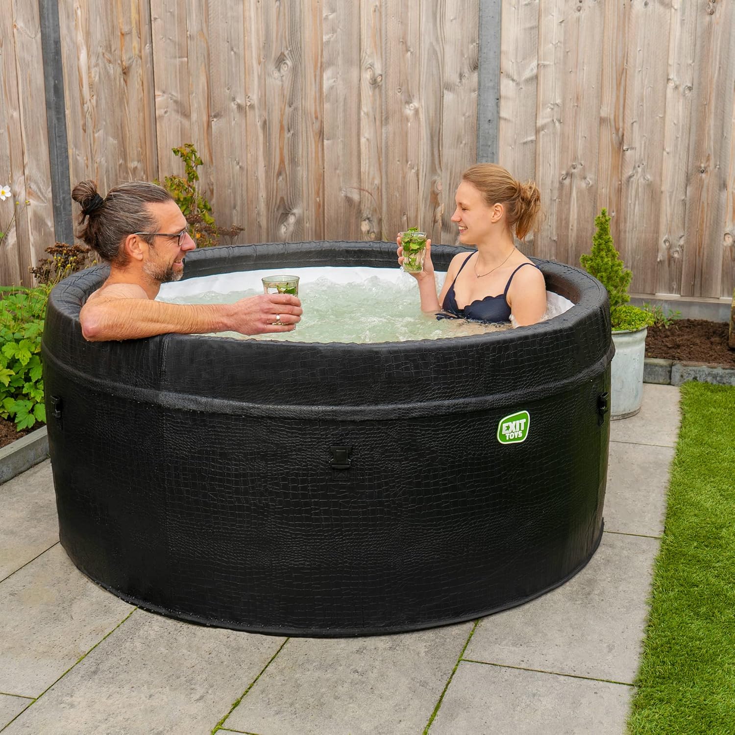 EXIT TOYS | Leather Premium Whirlpool - Rund - Für 2 Personen, Schwarz, ø 165 cm
