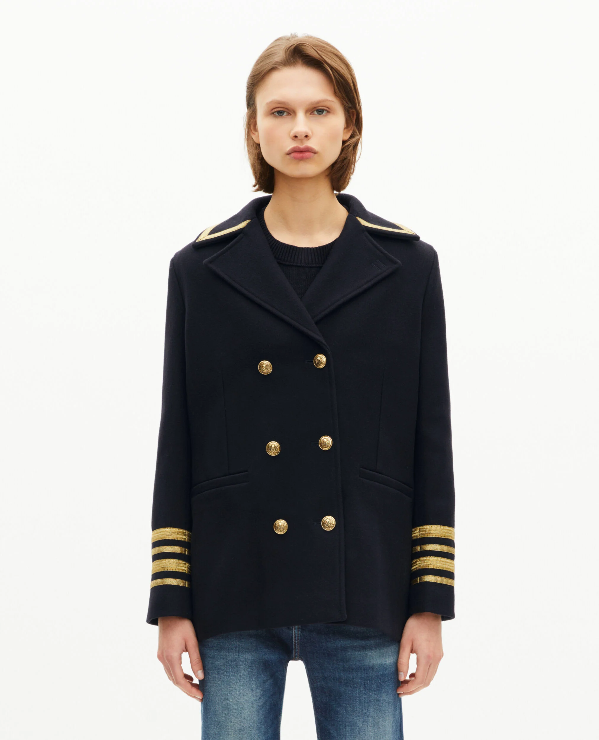 Caban officier en laine marine