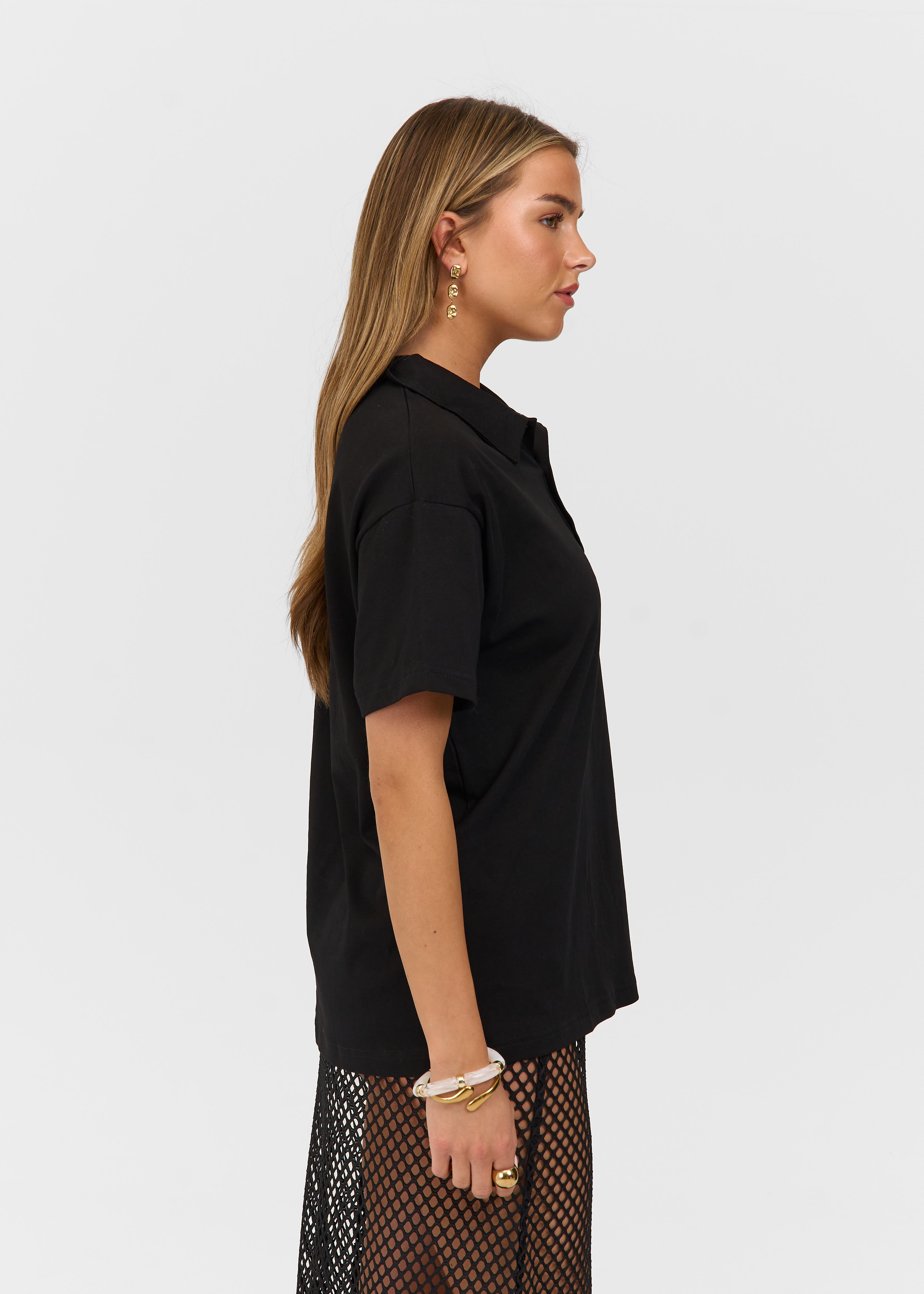 Friday Denim oversized polo zwart