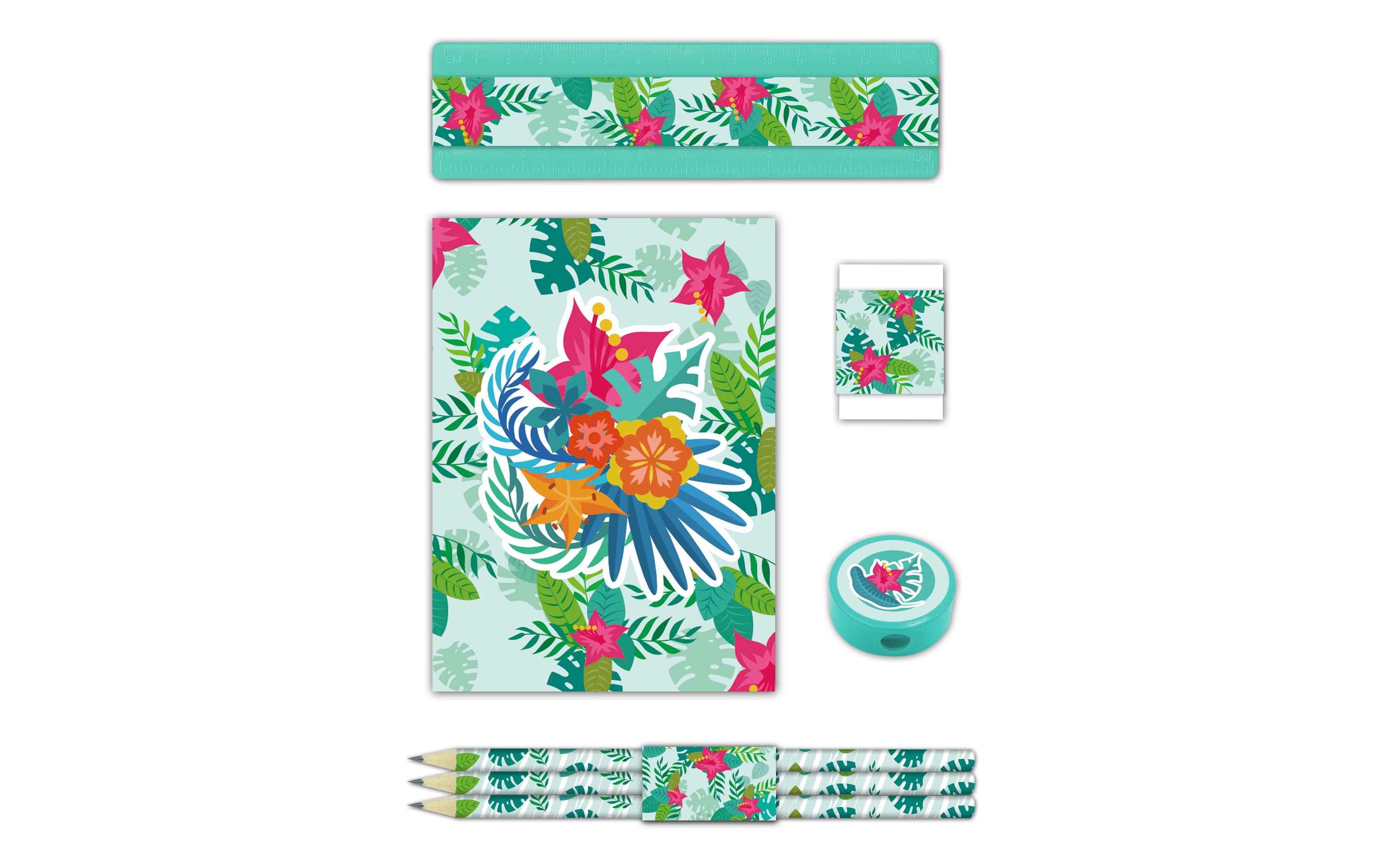 Schreibset Blumen 7-teiligGeschenkset