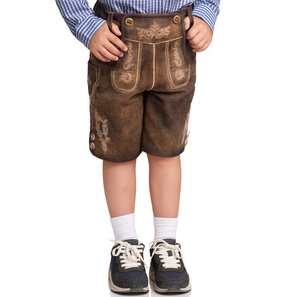 Topolino Jungen Lederhose mit Stickereien dunkelbraun