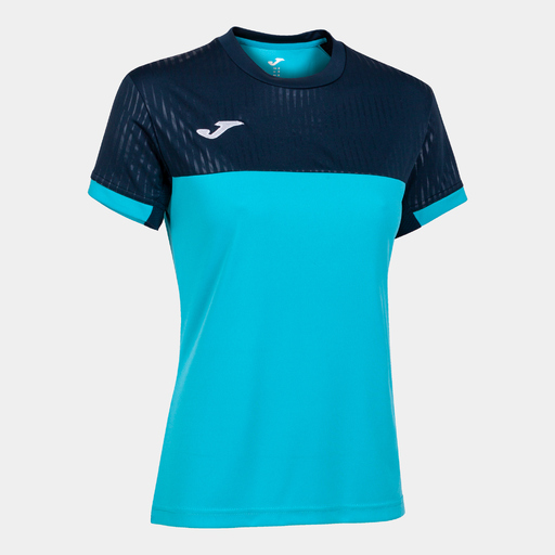 Camiseta de manga curta Joma Montreal, turquesa fluorescente/azul marinho