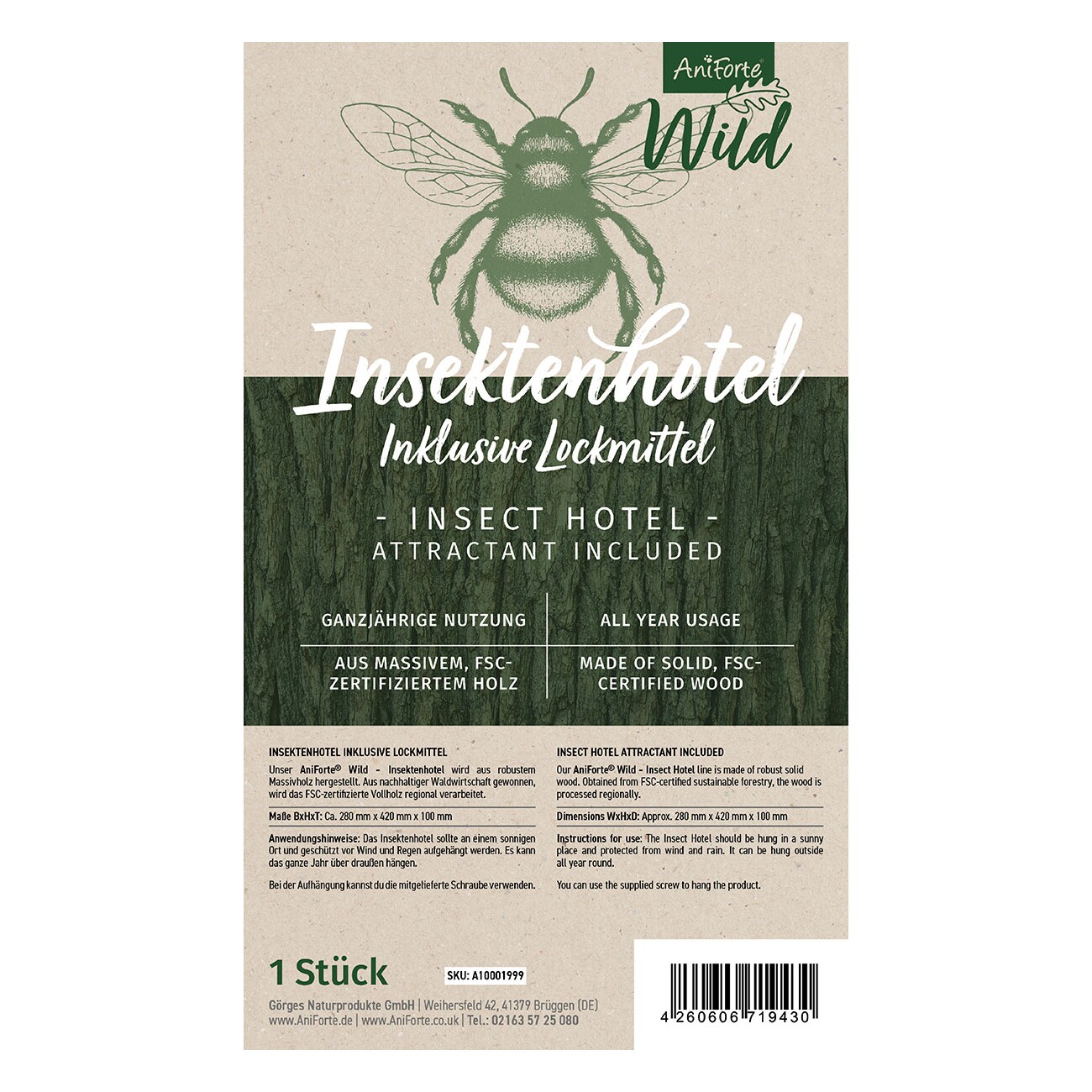 AniForte Wild Insektenhotel mit Lockstoff