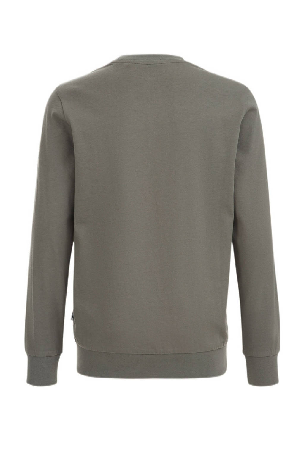 WE Fashion longsleeve met printopdruk grijsgroen