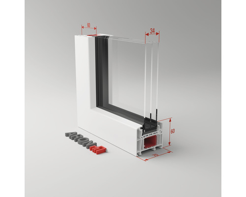 ARON Basic kunststof raam, vaste beglazing, wit, 400x500 mm (niet openend)