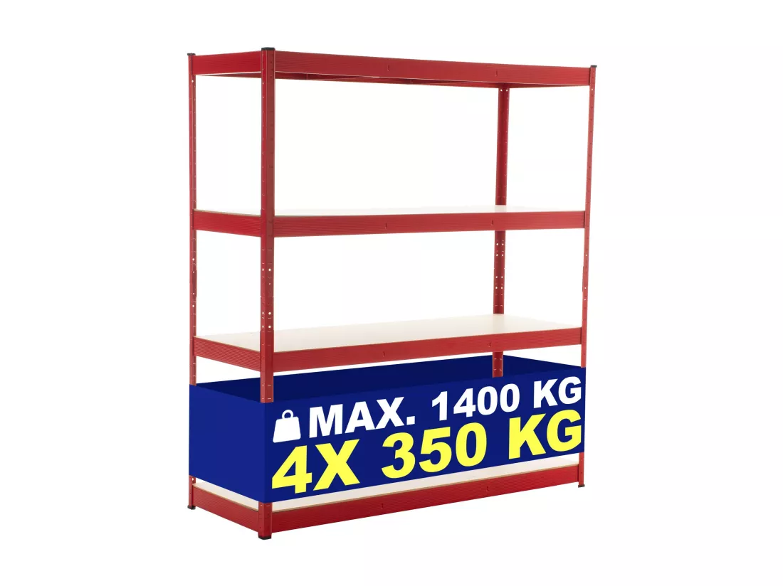 Étagère enfichable - Métal - 160 x 60 x 180cm - Rouge -