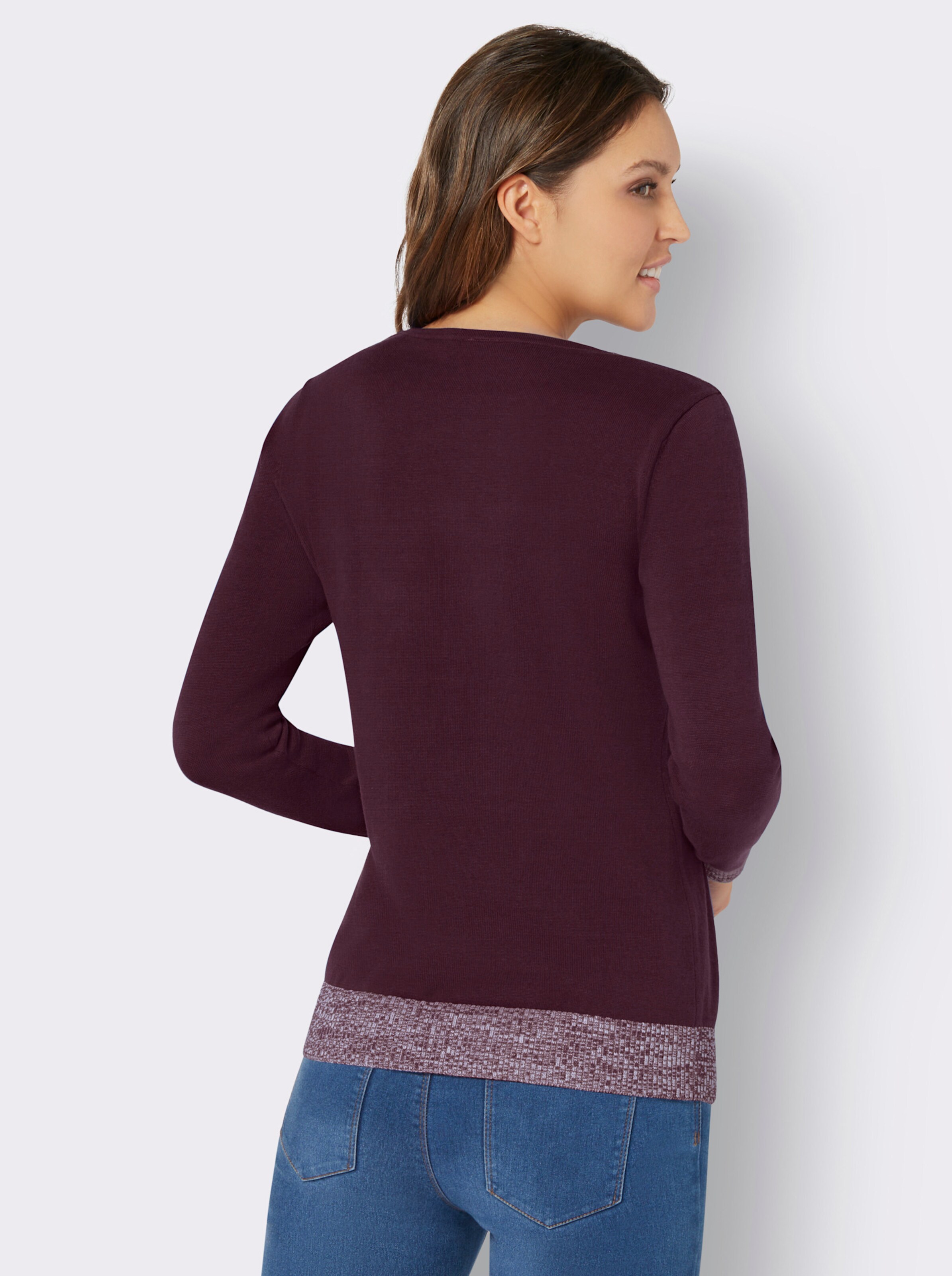 Langarm-Pullover mit Melange-Partien
