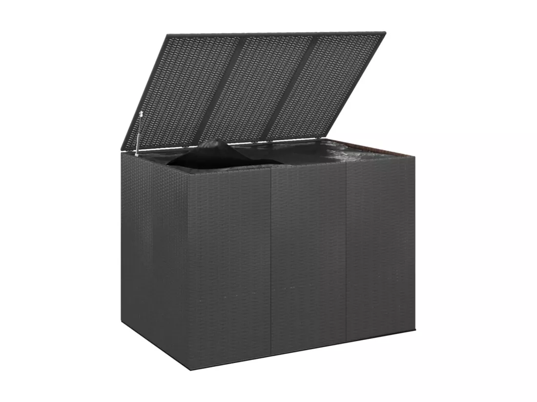 Boîte à coussins de jardin Résine tressée 145x100x103 cm Noir
