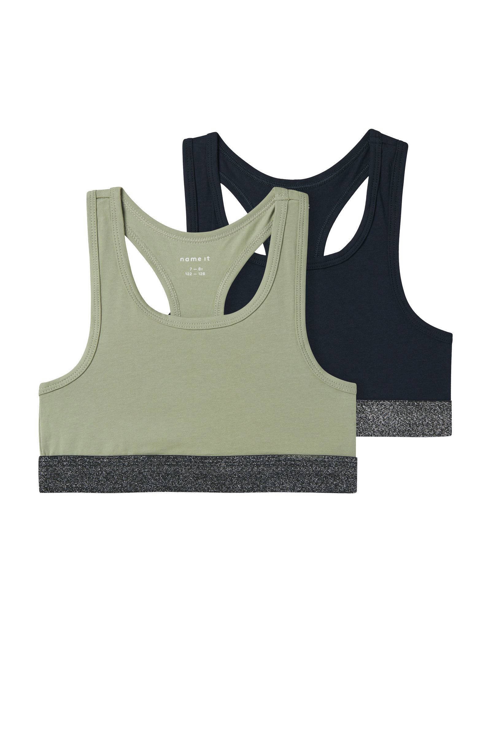 NAME IT bh top - set van 2 lichtgroen/zwart