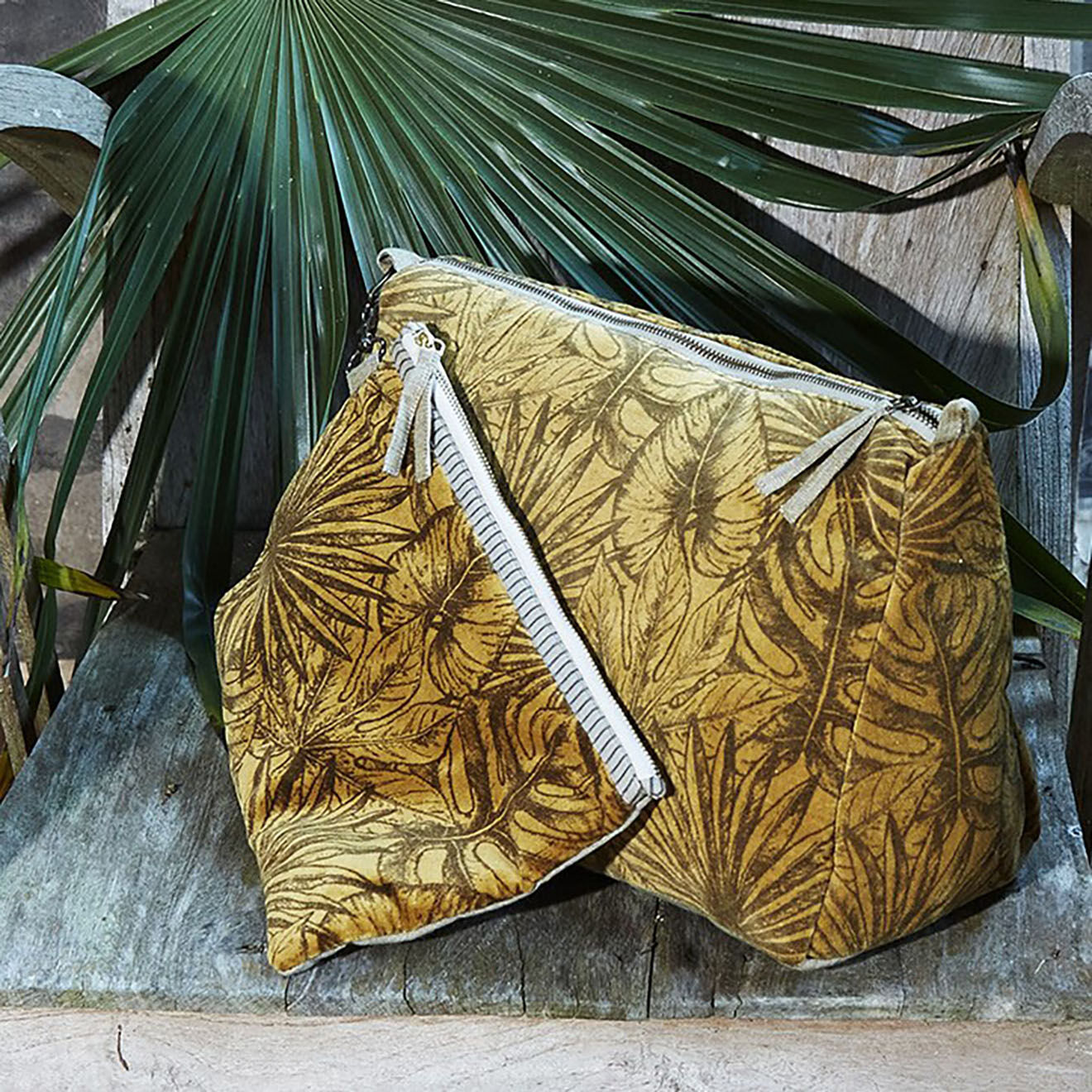 En Fil d'Indienne Trousse plate + trousse de toilette Goa curry