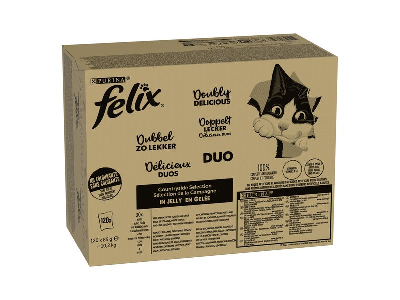 Felix Nassfutter AGAIL Doppelt lecker Fleisch, 120 x 85 g Alleinfuttermittel für ausgewachsene Katzen