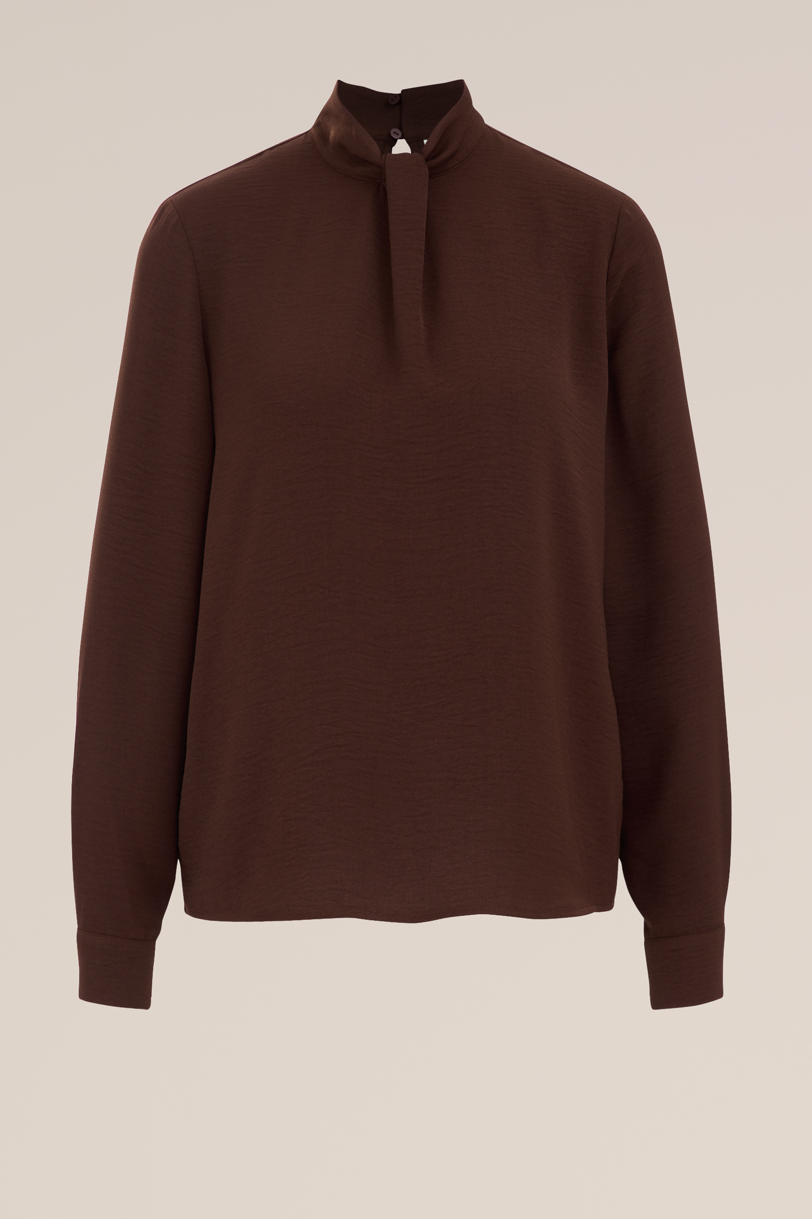 blouse met plooidetail WE Fashion Donkerbruin