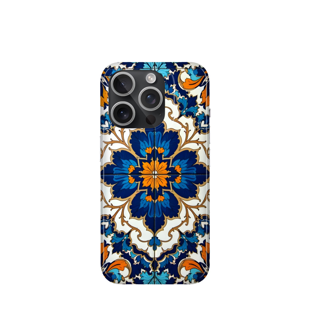 iPhone 15 Pro Kunststoff Hülle Majolika Royale - Blau