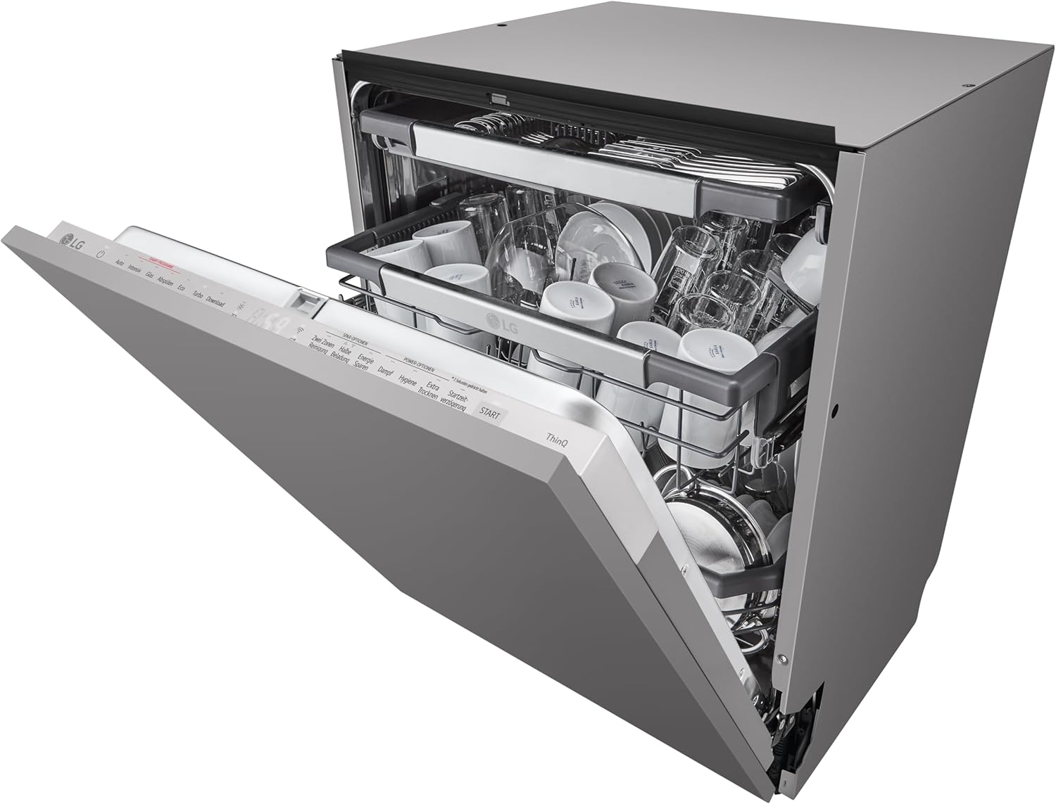 LG DB476TXS Geschirrspüler, 43 dB, Energieklasse A, Dampf, ThinQ, Silber