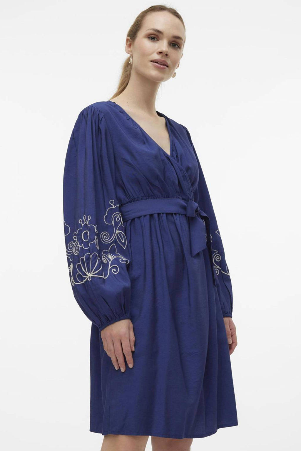 MAMALICIOUS zwangerschapsjurk MLNANAZ met printopdruk en plooien blauw