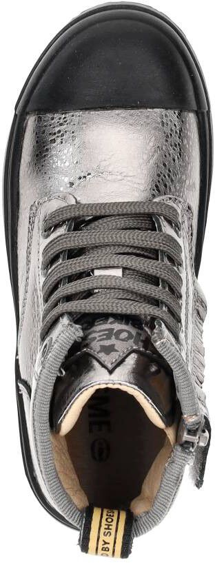 Shoesme Veterschoen hoog zilver