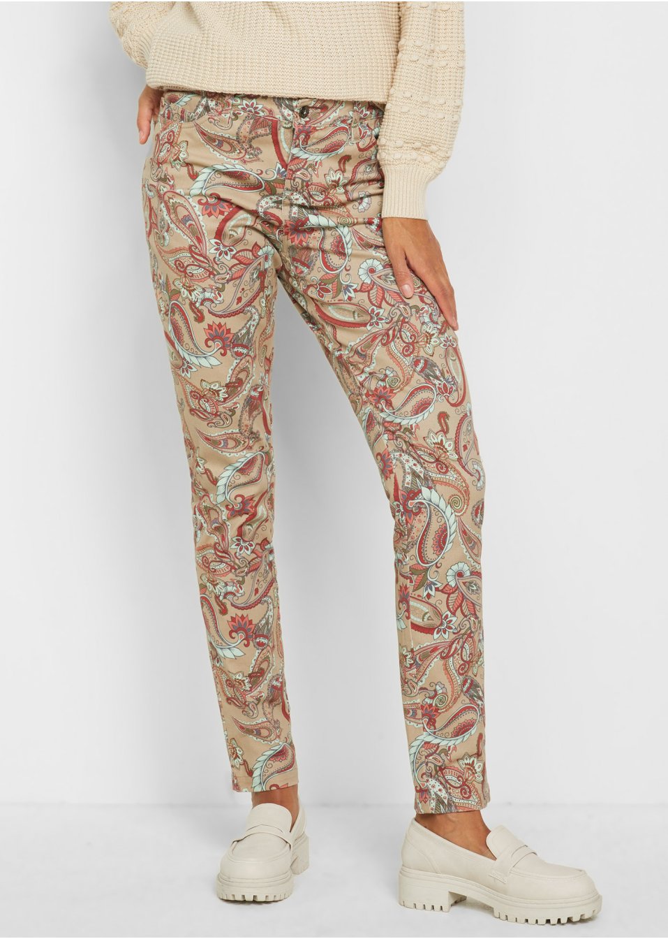 Pantalon extensible avec imprimé paisley