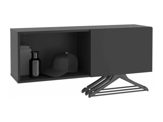 FMD Porte-manteau mural avec compartiment 99,1x27,2x33 Noir