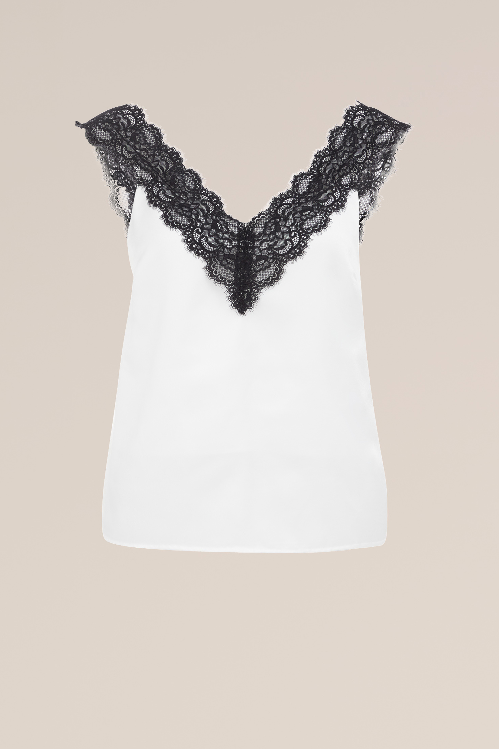 singlet met kant en satijnen look WE Fashion Wit