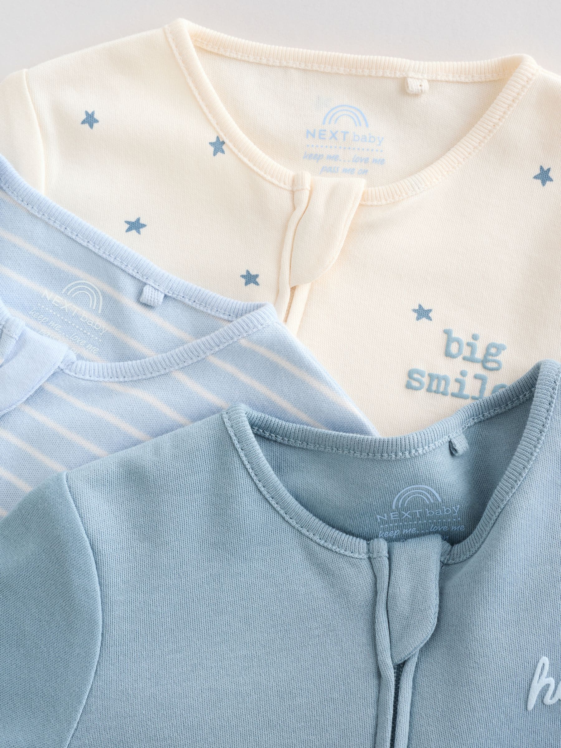 Blauw - Verpakking van 3 babypyjama's met tweewegrits (0-2jr)