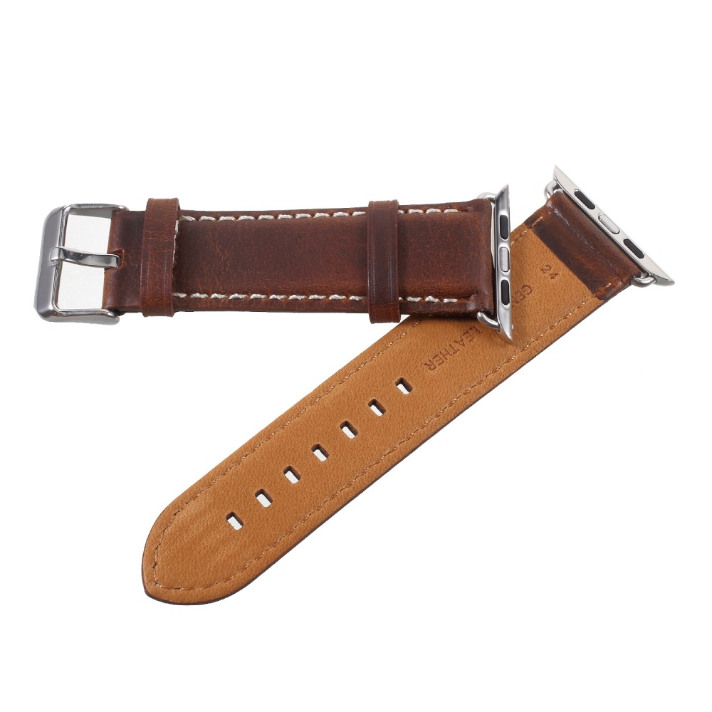 Apple Watch (49/46/45/44 mm) Echtleder Vintage Armband mit Dornschliesse (Gelenkumfang: 180-220mm) - Braun