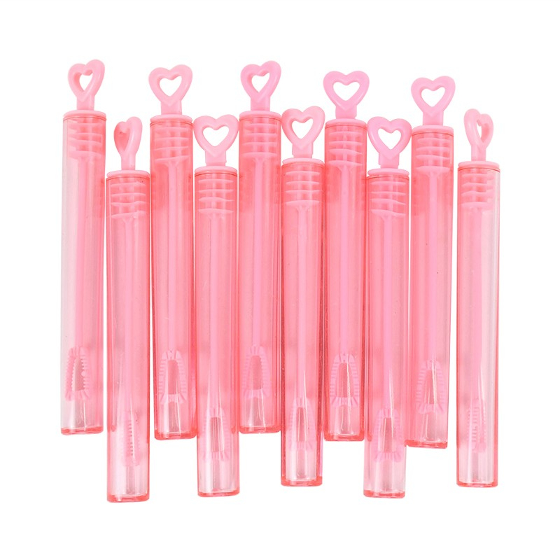 (20er Set) Herzförmige Seifenblasen Tube Party Deko Hochzeits Gastgeschenk - Transparent / Rosa