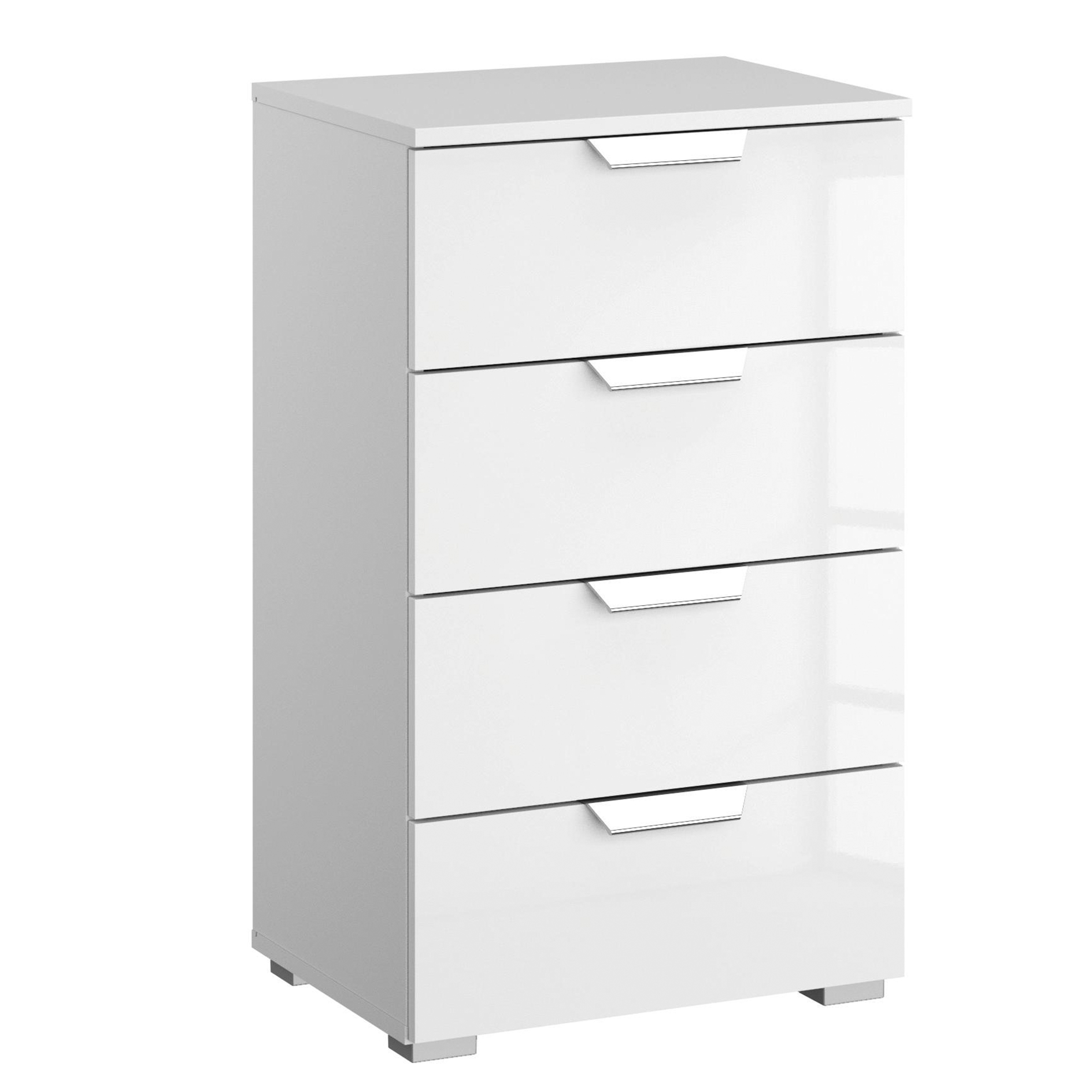 Kommode - weiß Hochglanz-Alpinweiß - 4 Schubkästen - 47 cm