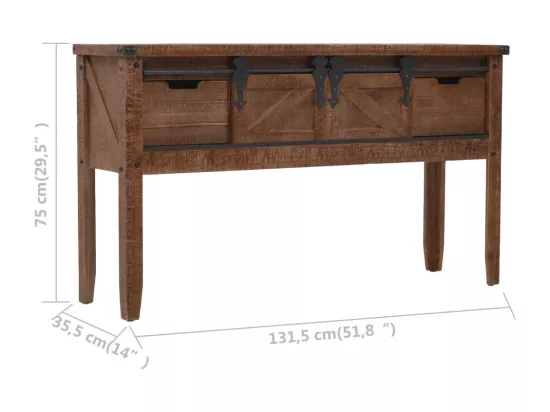 Table console Bois massif de sapin 131 x 35,5 x 75 cm Marron
