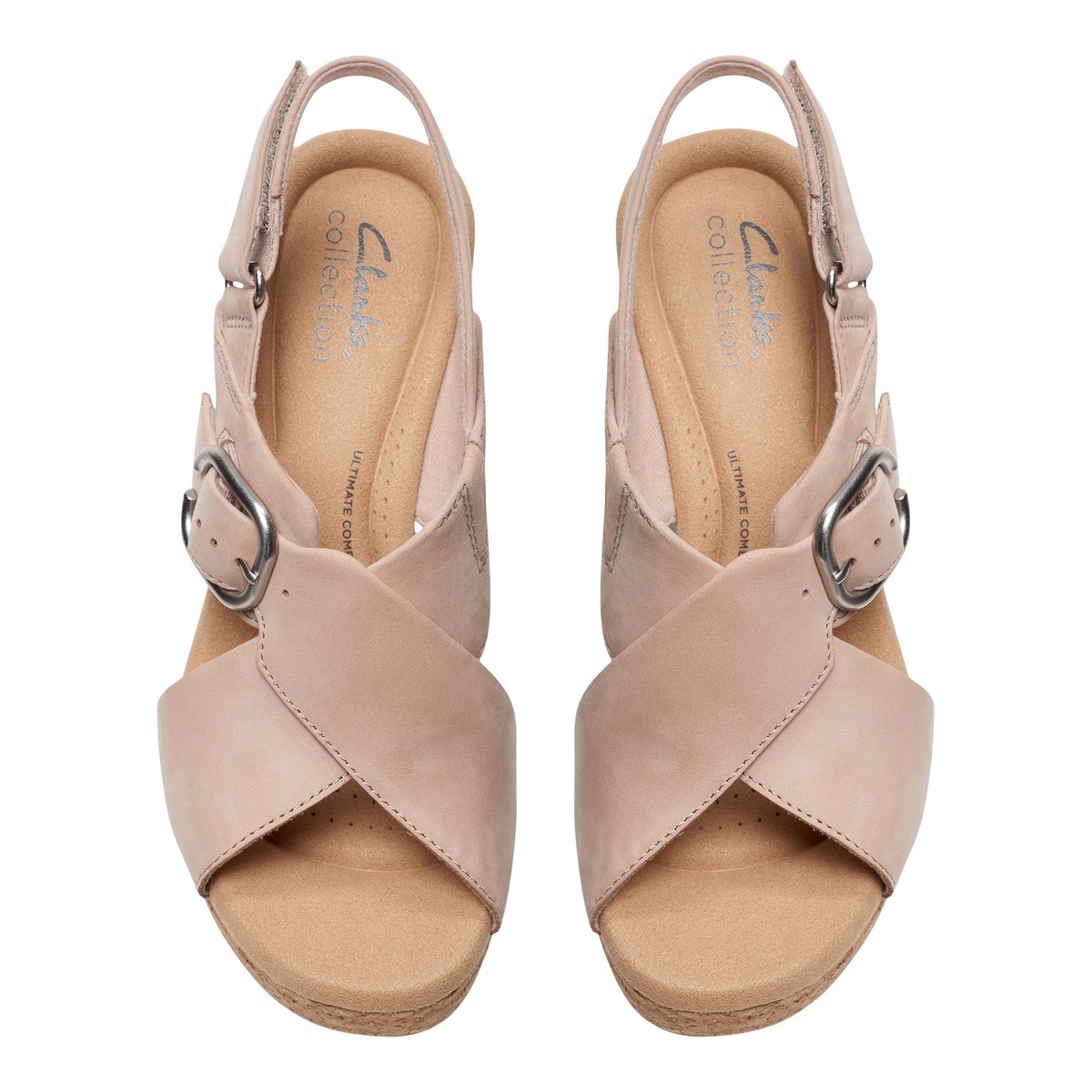 CLARKS-Giselle_dove-Sandales à lanières - Talon compensé - Beige