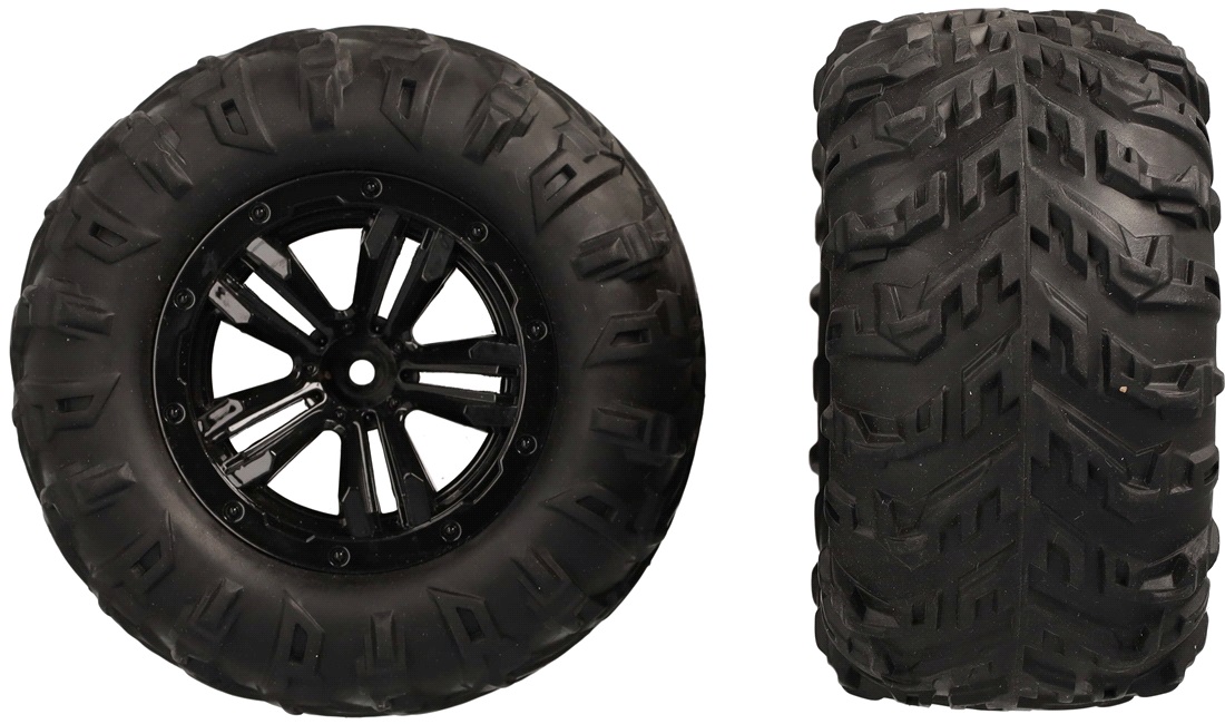 Hjulsæt sort med dæk 2 stk. Monster Truck