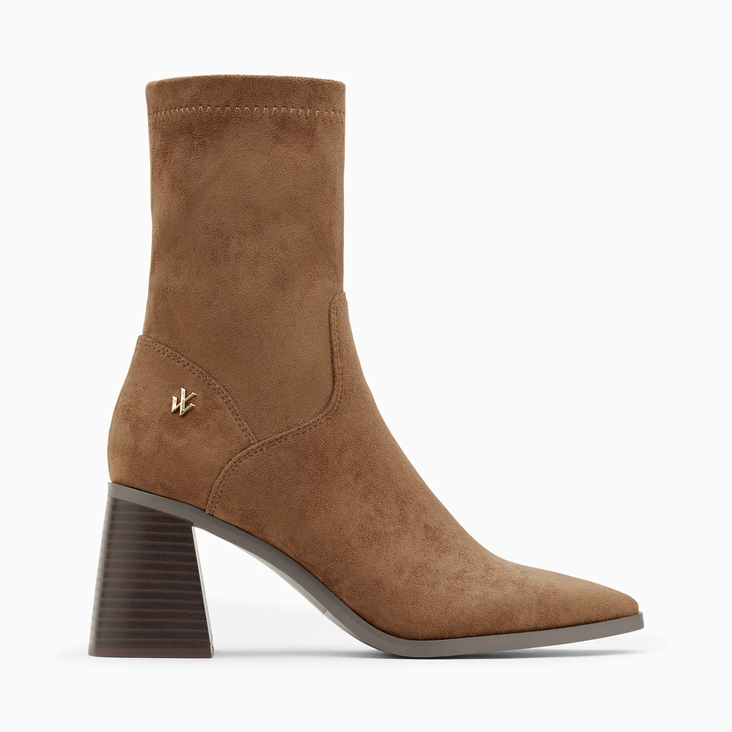Bottines-Bottines chaussettes Alizée marron à talon trapèze